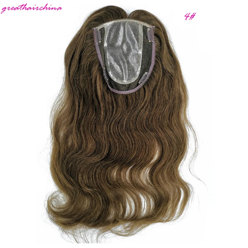20inch 4 Color 1 шт., 5X6 дюймов, европейские волосы на застежке, прямые человеческие волосы на шнуровке с кружевом и полиуретановыми накладными волосами remy, различные цвета на выбор - Парик Цвет: 20inch 4 Color
