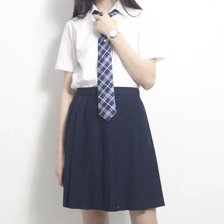 SHORT SLEEVE SET Костюм японского моряка с короткими рукавами, школьная форма, одежда для студентов, школьная форма JK, рубашка, юбка, пальто, комплект из трех предметов - Цвет: SHORT SLEEVE SET