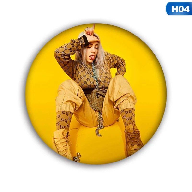 Хип-хоп Billie Eilish Значки для худи футболка шляпа DIY декоративная булавка для женщин значок Рюкзак классные аксессуары - Окраска металла: H04