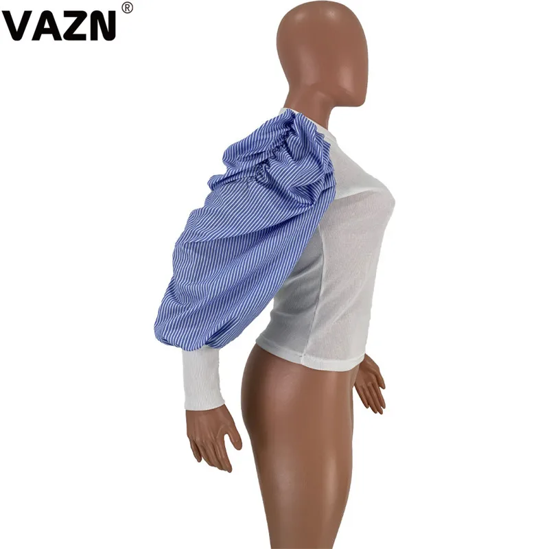 VAZN,, белая, черная, женская, летняя, праздничный стиль, тонкая,, с принтом, футболка с пышными рукавами, футболка для ночного клуба