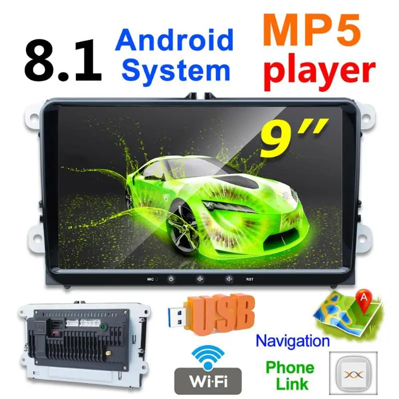 K9 Quad Cord MP5 плеер Android 8,1 Стерео gps BT WiFi радио в тире головное устройство для VW Leon ab 09/2005 VW/PASSAT B6