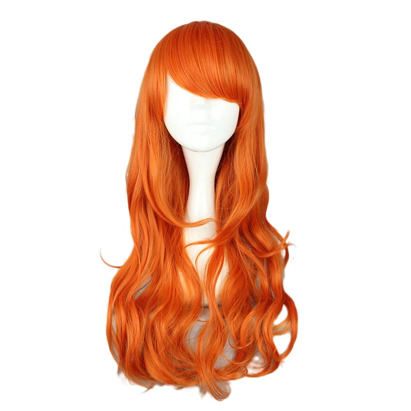 anime cosplay female One Piece Nami Cosplay Wig 2 Years Later Orange Long Curly Heat Resistant Synthetic Hair Women Party Cosplay Wigs + Wig Cap ladies halloween costumes