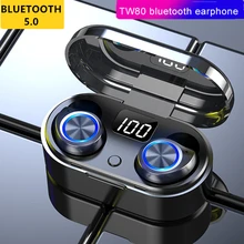 Bluetooth 5,0 наушники с сенсорным управлением 8D бас HiFi стерео наушники TWS мини гарнитура с микрофоном+ светодиодный дисплей зарядная коробка