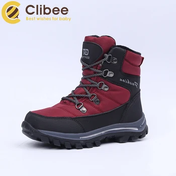 

Clibee Children Winter Outdoor Boots Boys Girls Mid-Calf Hiking Boots Kids Waterproof Wool Snow Boots Children Rubber Footwear