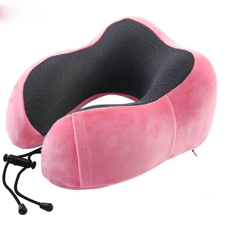 Memory Foam Pad U Shaped Travel Pillow Airplane Travel Sleep Head Rest Support Pillow Soft Foam Neck Pillow Car Pillow Cushion - Цвет: Pink