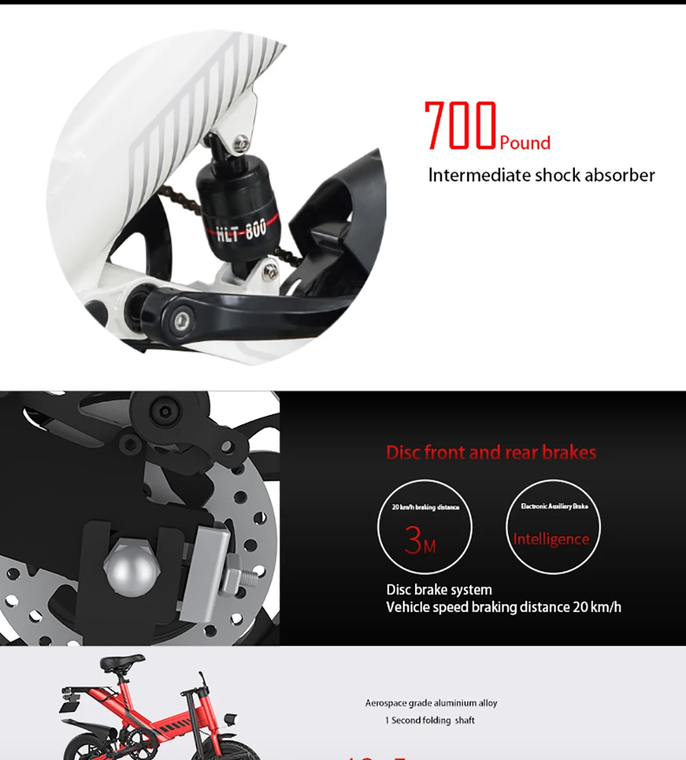 Sale Y2 48V 7.5Ah Smart E Bike 400W Rear Suspension Disc Brake Foldable E Bicycle Mini Folding Electric Bike 4