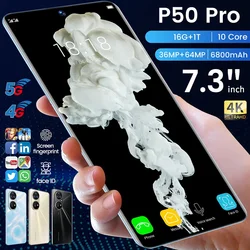 Global Version P50 Pro Mobile Phone 7.3 Inch Android 10.0 смартфоны 5G Smartphone Fingerprint Unlock Face Recognition Phones