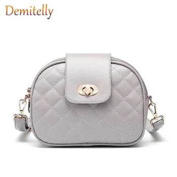 

Lambskin Pattern Ladies Shoulder Messenger Bag Exquisite Hardware Lock Women's Clutch Bag Round Small Diamond Handbag Purse