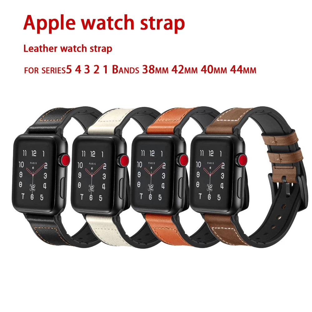 leather watch strap for apple series 5 4 3 2 1 Bands 38 42 40mm 44mm Band bands iwatch watchband bracelet wrist | Наручные часы