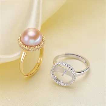 

Delicate Pearl Rings Settings S925 Sterling Silver Rings Mount Women DIY Handmade Craft Rings Jewelry Accessory