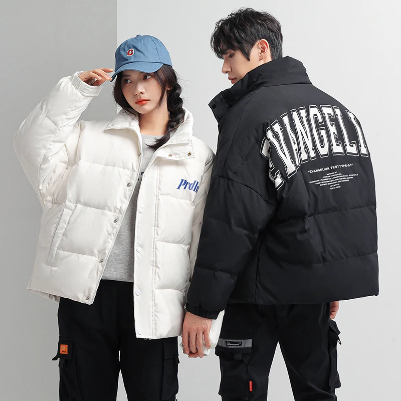 Winter tide brand down jacket lovers fashion big letter hoodwd bread coat teenagers outdoor trend casual wear for men and women
