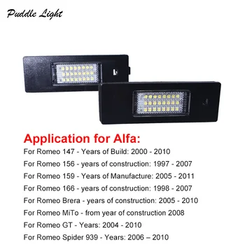 

2x18SMD LED License Number Plate Light lamps Fit For Alfa Romeo 147 156 159 166 Brera MiTo GT Spider 939 Error free