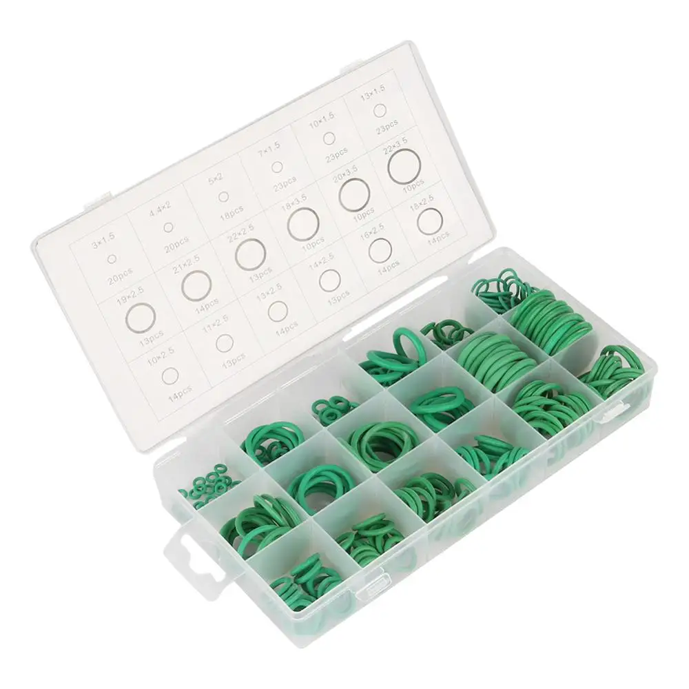 279Pcs Green O-Ring Assortment Kit Washer Gasket Sealing O Rings 18 Different Sizes with Plastic Box NBR Rubber Seal Rings