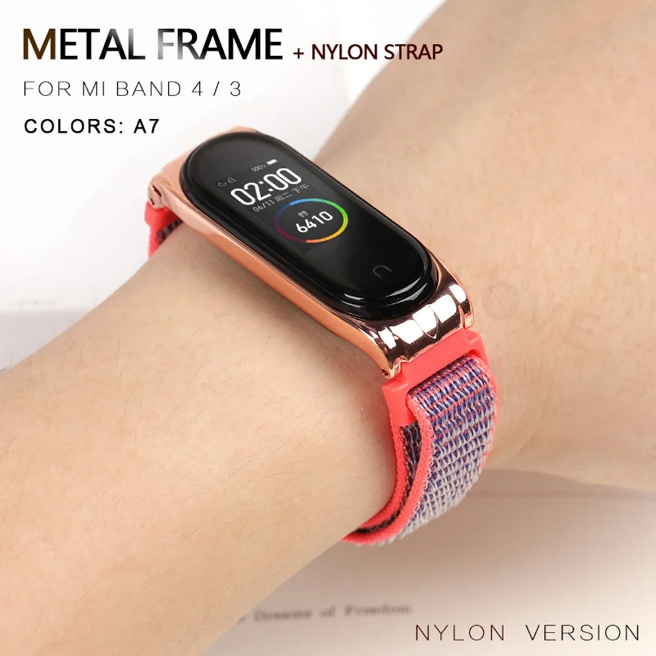 Nylon 020A7 Протектор/браслет mi band 3 4 ремешок для Xiaomi mi band 4 3 браслет/ремешок для mi Band 4 3 ремешок металлический/нейлоновый браслет ремень - Цвет: Nylon 020A7