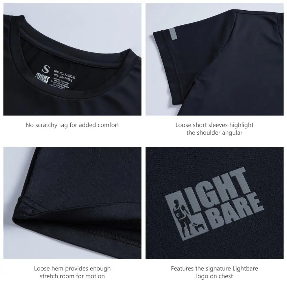 Lightbare Women Short Sleeve Running T-Shirts Lightweight Quick Dry Sports Loose