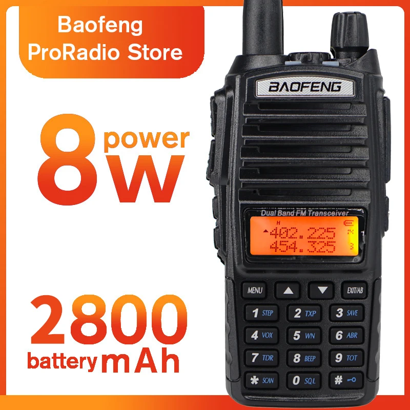 Baofeng UV-82 8 Вт двухстороннее радио с наушниками 136-174/400-520 МГц FM CB Ham Walkie Talkie для взрослых Открытый трансивер
