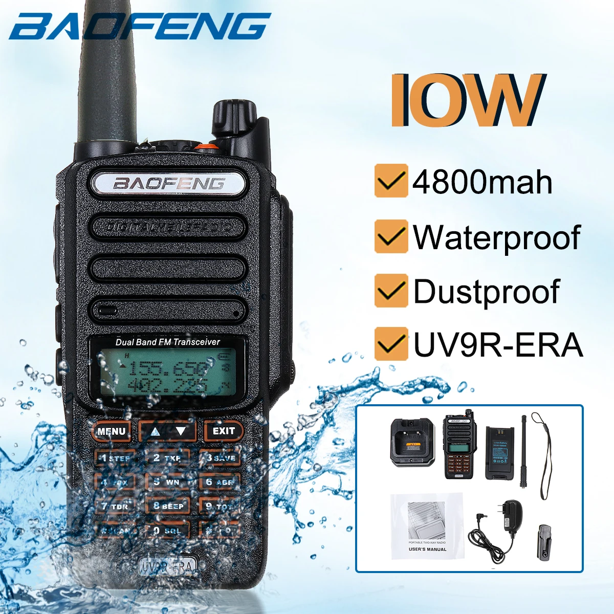 Цвет: желтый Baofeng UV9R-ERA портативная рация, профессиональная радиостанция, приемопередатчик VHF UHF, портативное радио 15 км, диапазон разговора 4800 мАч - Цвет: Цвет: желтый