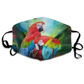 

Mouth Mask Two Colored Parrots Print Masks - Breathable Adjustable Windproof Mouth-Muffle, Camping Running for Women and Men