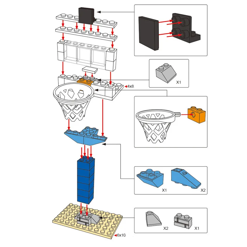 Character Scene Basketball Stand Building Blocks Accessories Set Children DIY Compatible Legoeds Toy Gift (1)
