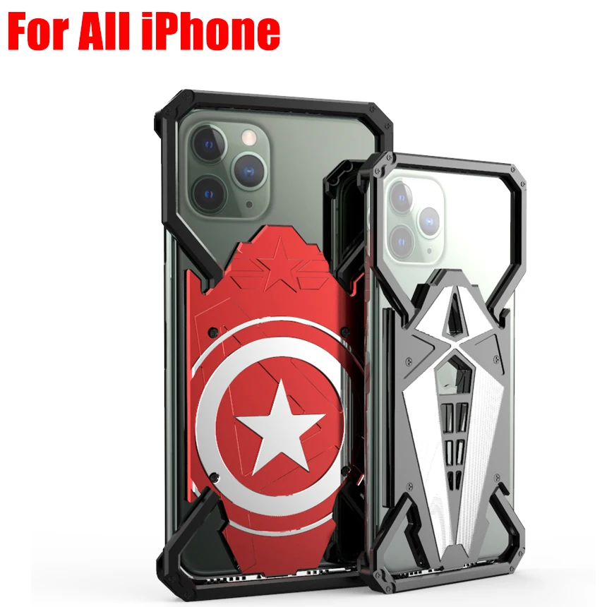 

Case For IPhone 11 Pro Max X XS XR 6 7 8 Plus Fashion Cool US Captain Aluminum Metal Frame Back Cover For iPhone X IP802