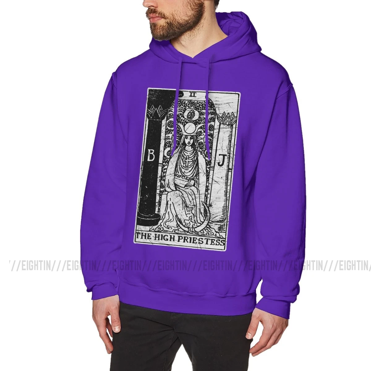 Crazy Hoodie Man The High Priestess Tarot Card Major Arcana Fortune Telling Occult хлопковая толстовка с капюшоном с принтом топы с капюшоном - Цвет: Фиолетовый