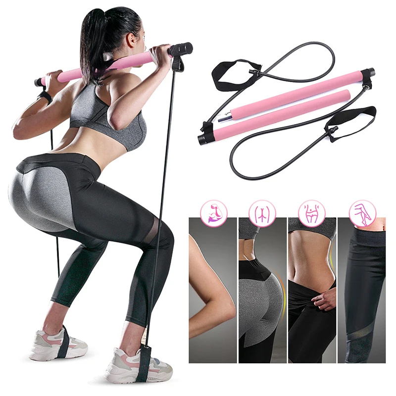 

Yoga Pilates bar Resistance Bands Body building Gym expander Rubber Tube Elastic Bands Fitness Equipment Training free workout