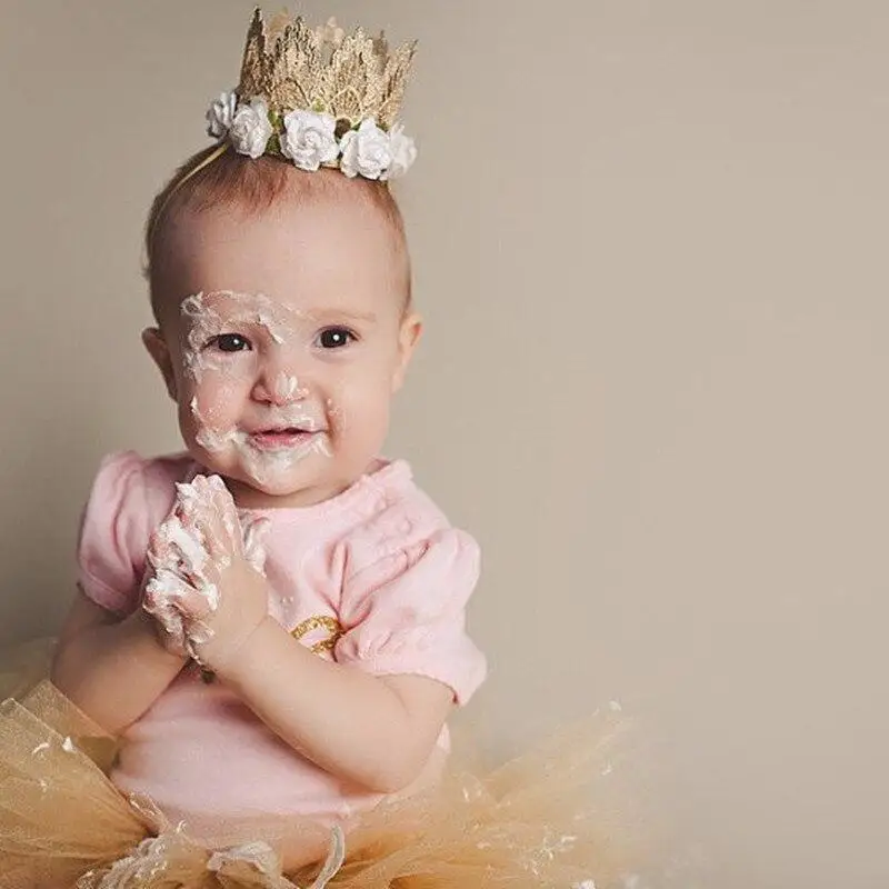 Diadema de cumpleaños para bebé recién nacido, corona de princesa para niña de 1 año, regalo de fiesta, accesorios de fotografía de caballo brillante