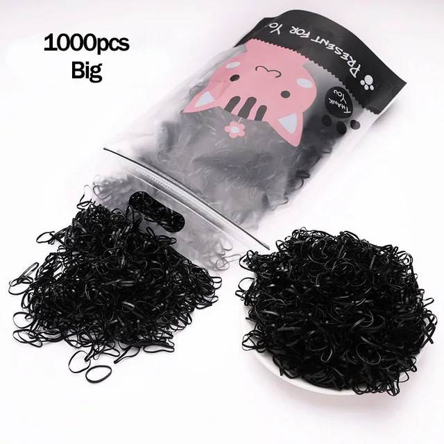 1000pcs/Pack Girls Colorful Small Disposable Rubber Bands Gum For Ponytail Hold Scrunchie Hair Bands Fashion Hair Accessories 1000pcs big