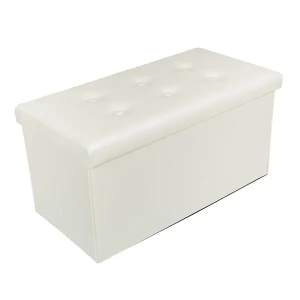 

Practical PVC Leather Rectangle Shape with Leather Button Footstool White ,pouf,ottoman storage ,step step stool,storage bench.