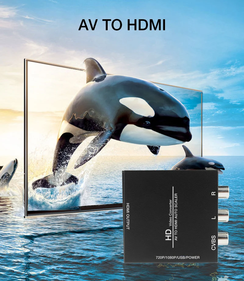 DZLST RCA AV в HDMI конвертер Full HD 1080P Роскошный Металлический AV2HDMI адаптер для HDTV PS3 PS4 nintendo PC AV RCA в HDMI конвертер