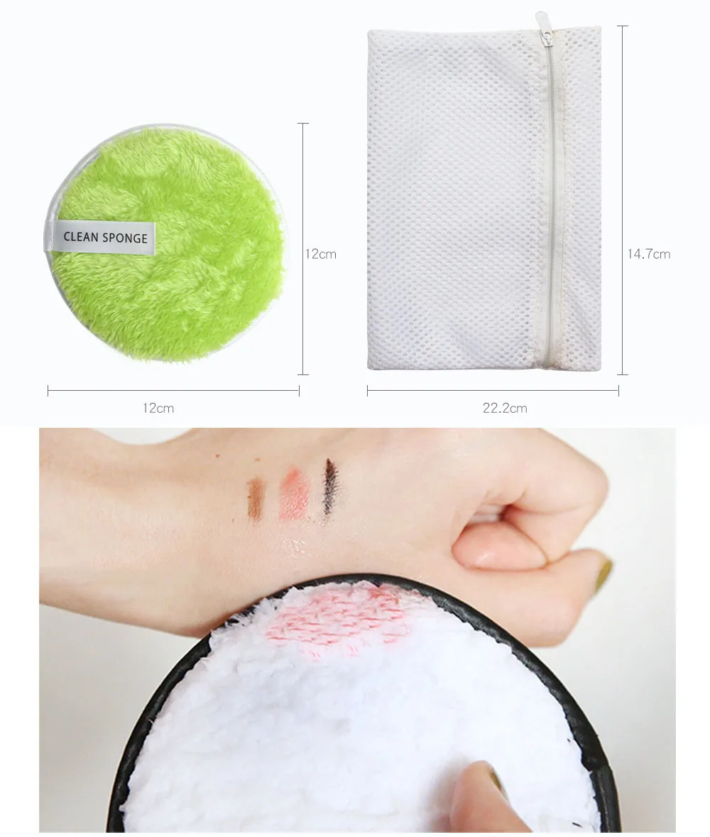 Lazy man make up Хлопок 4 упаковки двухсторонний с сумкой для хранения чистой воды мыть лицо Чистящая губка