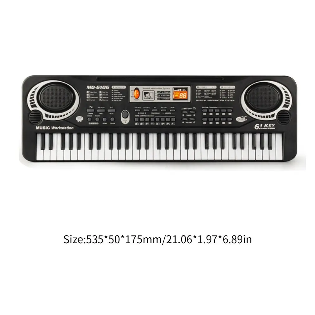 Chaves de Música Presentes com Microfone Teclado Digital Eletrônico Órgão Elétrico Crianças Grandes Aleatório Instrumento Musical 61 Mod. 313037