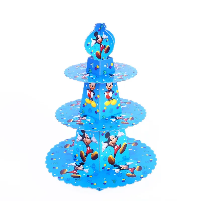 CakeStand-1Set Дисней Микки Маус с днем рождения украшения малыш тарелка чашка соломенная салфетка одноразовая посуда для детского душа Вечеринка набор - Цвет: CakeStand-1Set