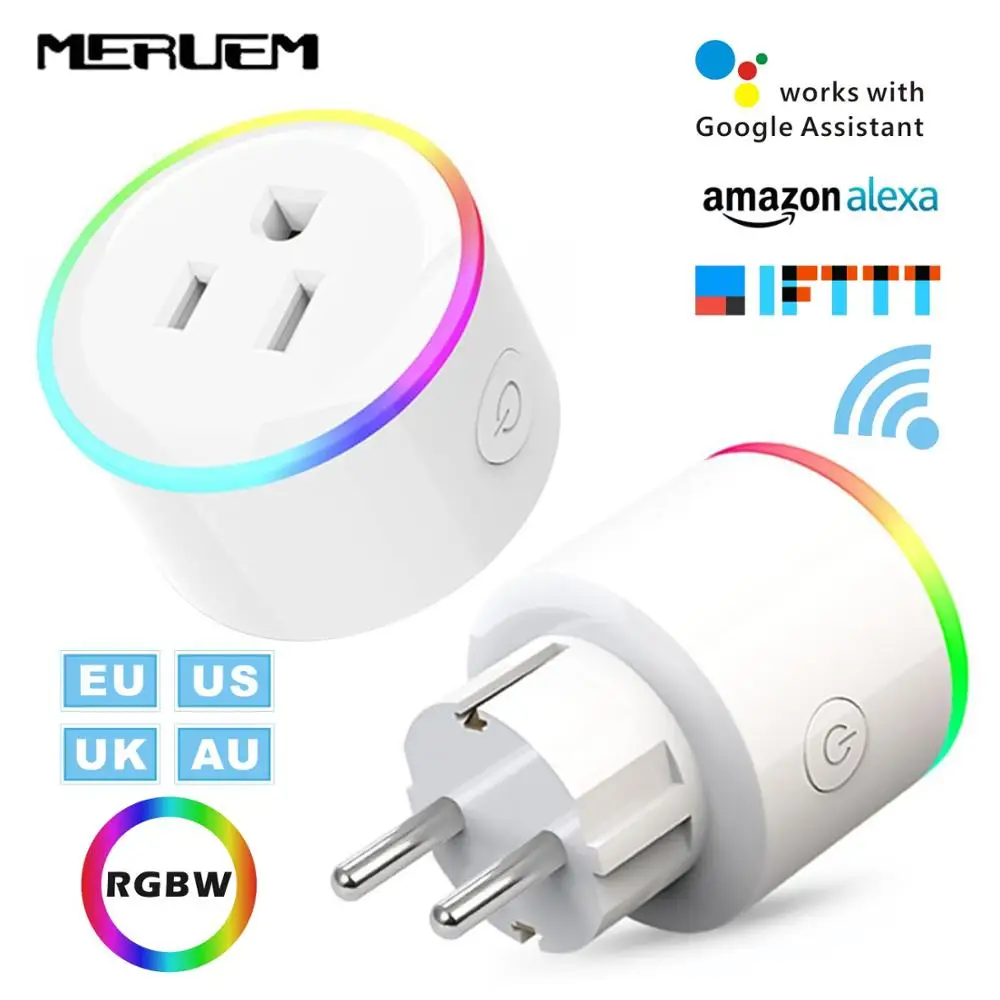 

UK/US/EU/AU 10A 16A RGB Smart Home Casa Plug Monitor WIFI Senza Fili Presa di Controllo Vocale Presa Supporto Google Casa,IFTTT