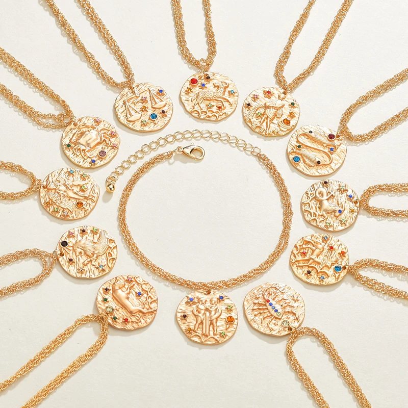 

Crystal Zodiac Sign Bracelets Statement Birthday Gift For Women 12 Constellation Minimalist Chain Bracelets In Gold Jewelry
