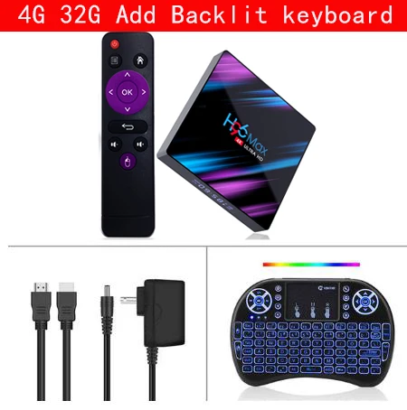 4G 32G Add keyboard H96 MAX Смарт ТВ коробка Android 9,0 4 Гб 64 Гб RK3318 медиа-проигрыватель 4K 2,4G& Wi-Fi 5 ГГц двухъядерный процессор Wi-Fi голосового помощника Google Netflix Youtube ip ТВ - Цвет: 4G 32G Add keyboard
