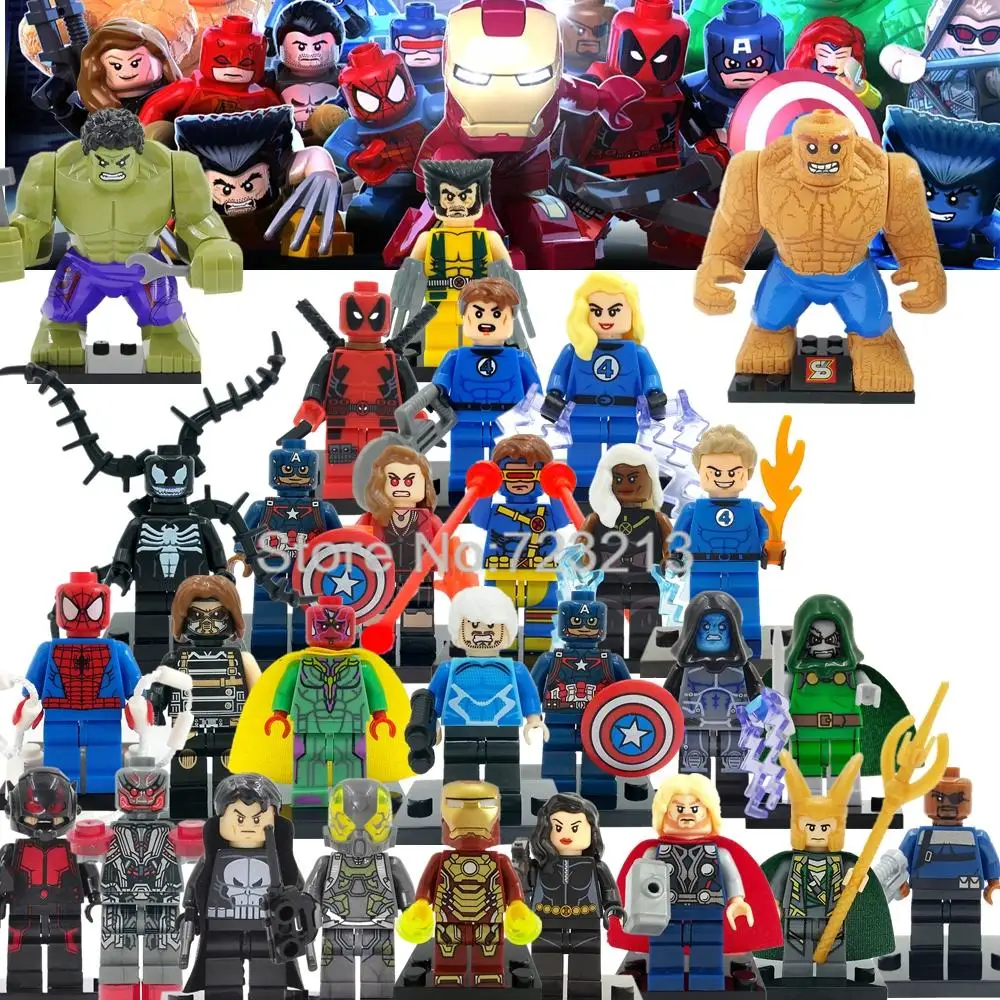 

Classic Marvel Super Heroes Figure Set Avengers Fantastic Four X-Men Iron Man Building Blocks Models Bricks Kits Toys Legoing