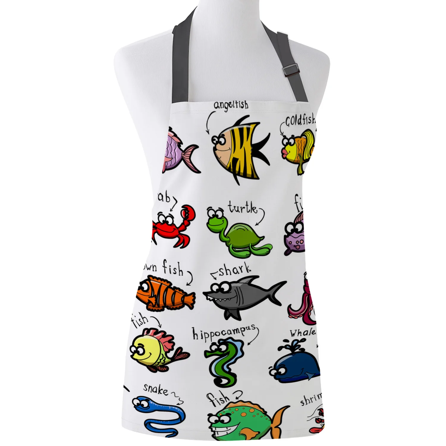 Кухонный Фартук рыба мультфильм краб Медузы Краб черепаха КИТ комический