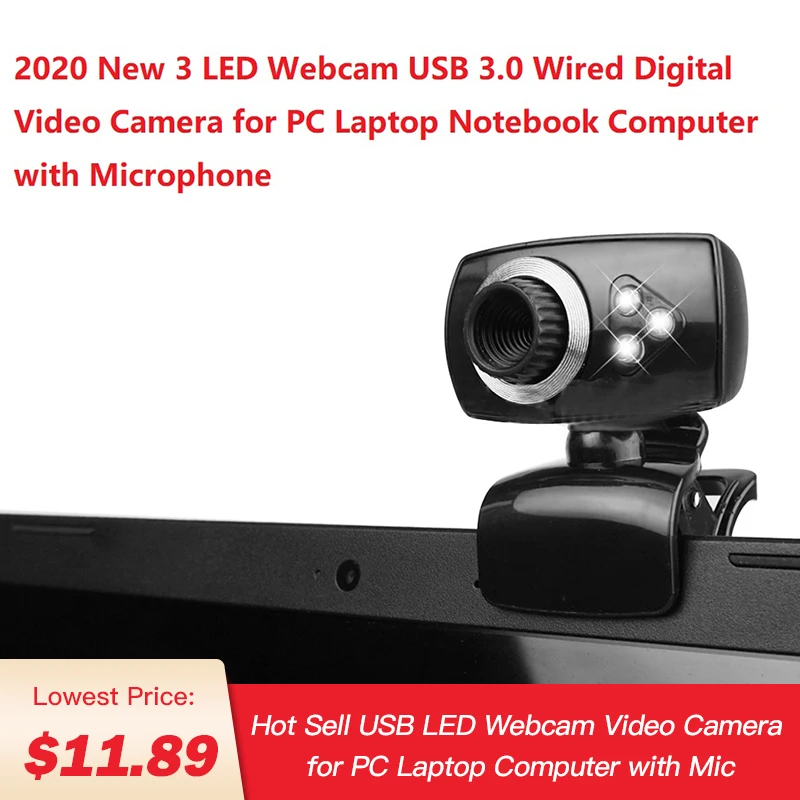 

2020 New Full HD1080P USB 3.0 LED Webcam Video Camera for PC Laptop Notebook Computer with Microphone Web Cam 1200 * 1080 win7/8