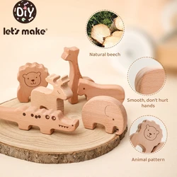 Let's Make Kids Wooden Puzzles Toys Animals Blocks Set Montessori Baby Wood Jenga Educational Balance Stacking Building Block