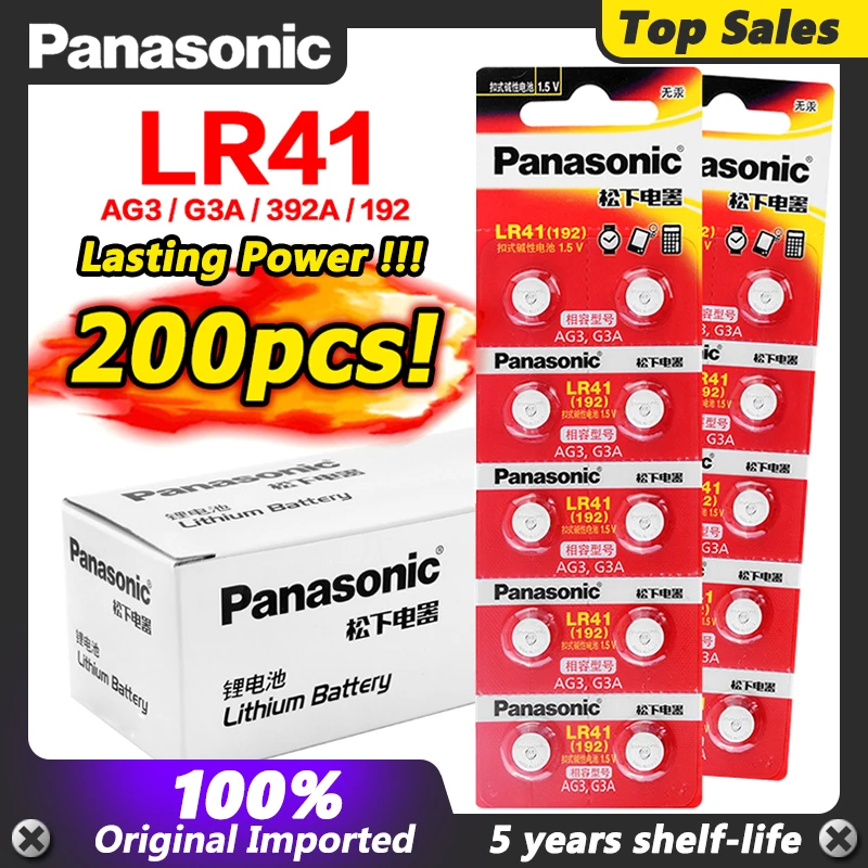 200 шт./лот Zn/MnO2 1 5 в литиевые монетные батареи LR 41 100% оригинальный Panasonic LR41