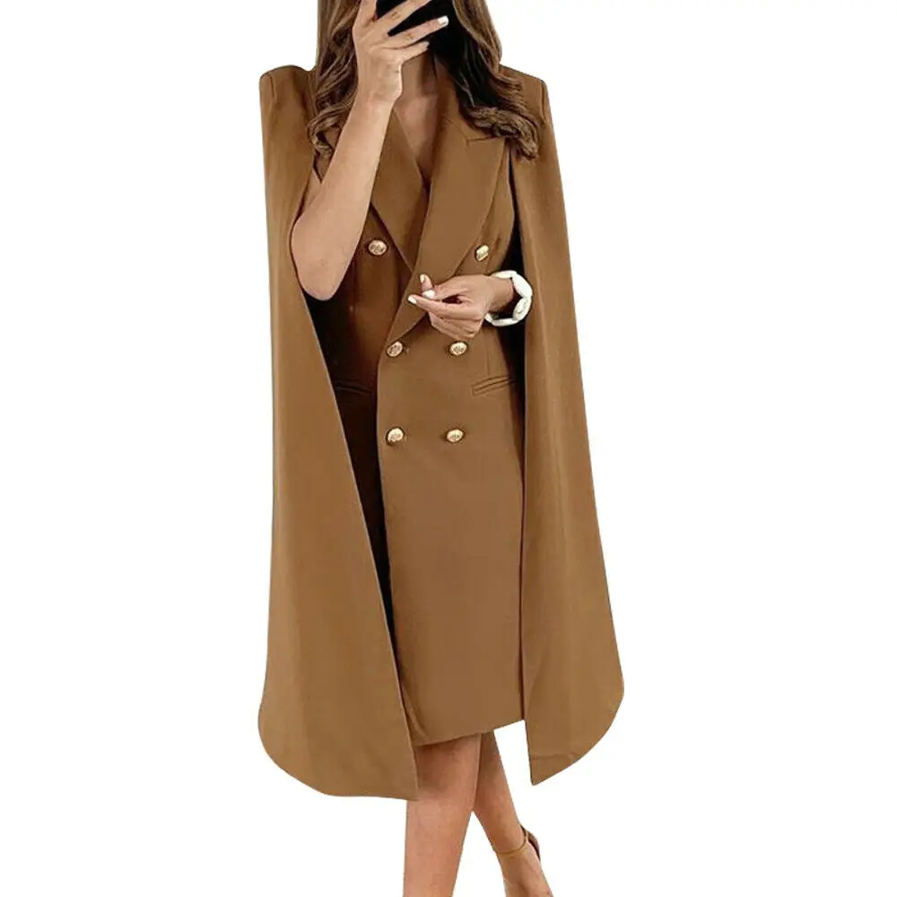 

2020 Winter Coat For Women Wide Lapel Pocket Woollen Cloth Polyester Wool Blend Formal Coat Oversize Long Trench Coats Outwear