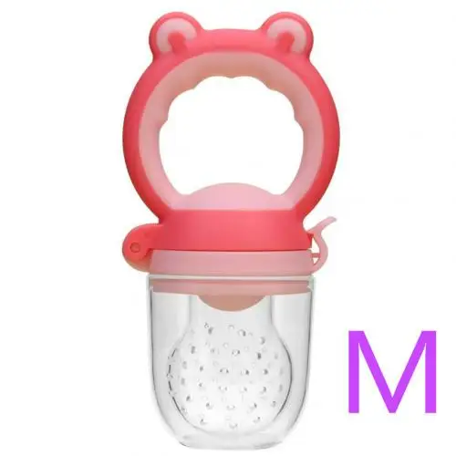 M Pink Форма лягушки детская свежая еда фрукты Фидер силиконовая соска-прорезыватель для зубов игрушка стоматологический уход укрепляющий зуб обучение - Цвет: M Pink