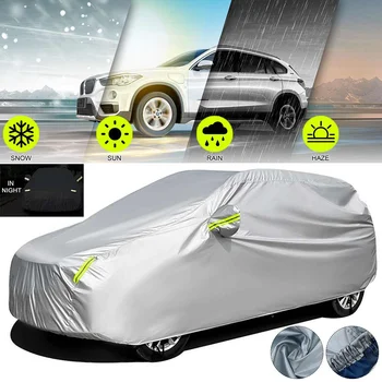 

Universal Full Car Covers Snow Ice Dust Sun UV Shade Cover Foldable Light Silver Auto Car Outdoor Protector Cover Waterproof
