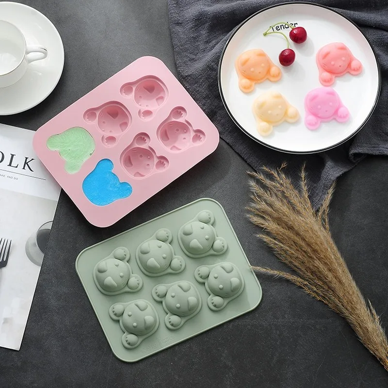 Cartoon 6-connected kitten silicone cake mold baking dish food-grade DIY candy chocolate complementary food utensils | Дом и сад