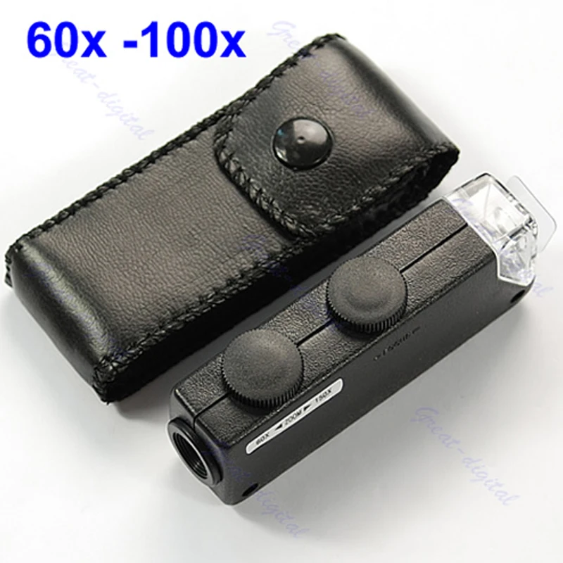 

Mini Handheld 60x-100x Pocket Microscope Magnifer Loupe With Leather Bag