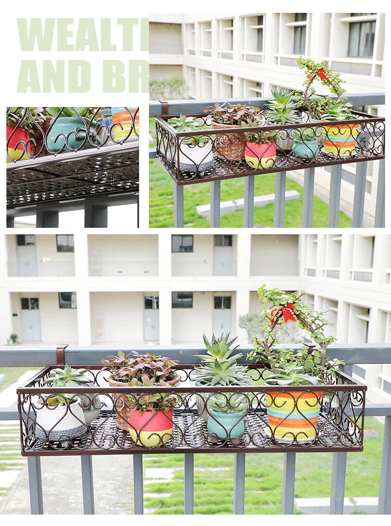 Art Railing Flower Airs Theft Prevention Window Guardrail Wall Hanging Suspension Type Flowerpot Frame Balcony A Living Room