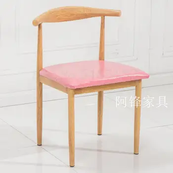 

Iron horn chair imitation solid wood backrest stool Nordic dining chair simple snack tea shop restaurant chair custom
