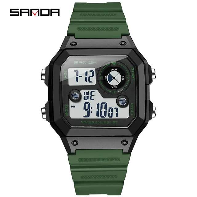 SANDA Men's Sports Watch 50M Waterproof Military Outdoor Fishing Display Clock Man Watches Digital Reloj Hombre Luxury Fashion 