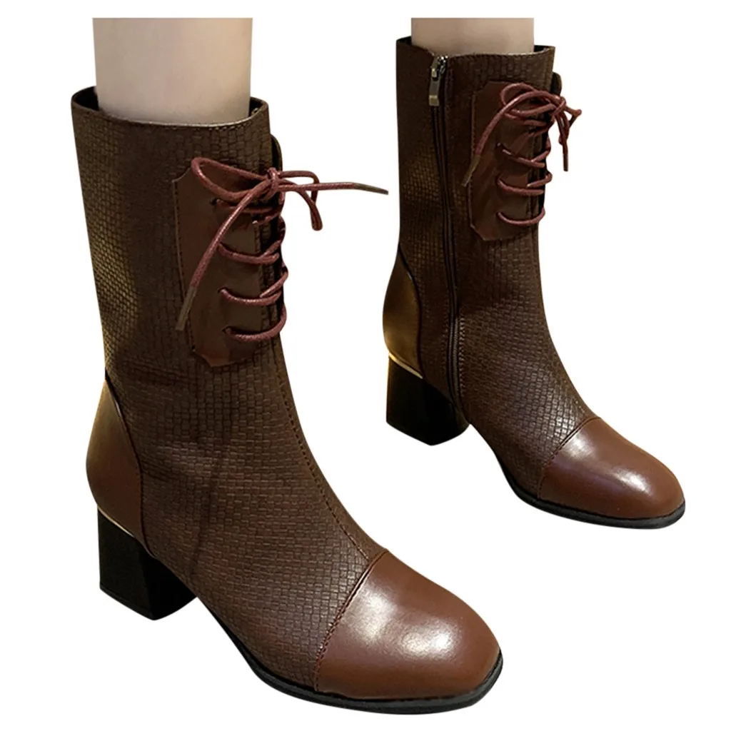 High-heeled Pu Leather Women Winter Boots Thick Wool Warm Women Martin Boots High-quality Female Snow Boots Plus Size 35-40#3